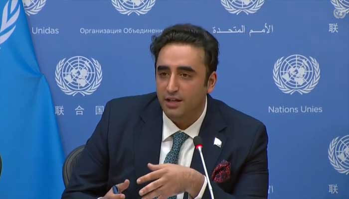 Bilawal photographed on December 16, 2022 addressing a press conference in New York. Twitter