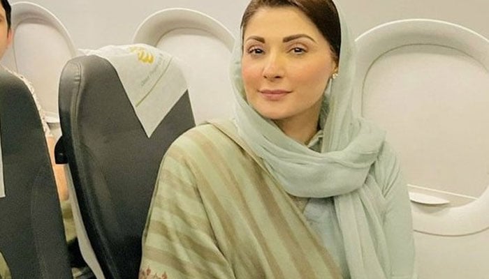 Pakistan Muslim League Nawaz (PMLN) Senior Vice President Maryam Nawaz on board a plane while coming back to Pakistan after three months. Twitter