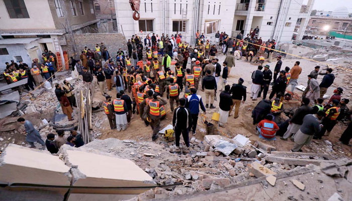 A view of the mosque in Peshawar police lines that witnessed massive bombing. APP