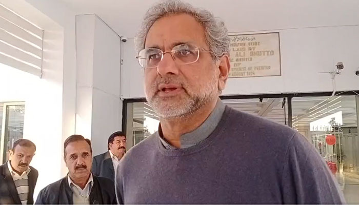 Former prime minister Shahid Khaqan Abbasi . Screengrab of a Twitter video.