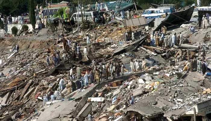 An undated image of destruction caused by a powerful earthquake in Balakot in 2005. — AFP/File