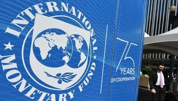 International Monetary Fund logo seen on a wall outside a building of the global lender. — AFP/File