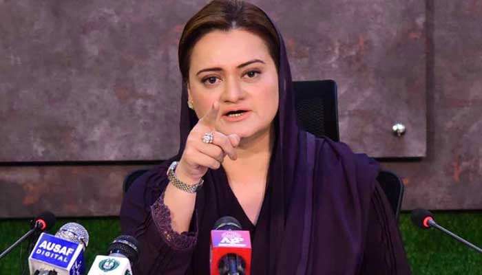 Federal Minister for Information and Broadcasting Marriyum Aurangzeb addressing a Press Conference on October 17. Photo — APP