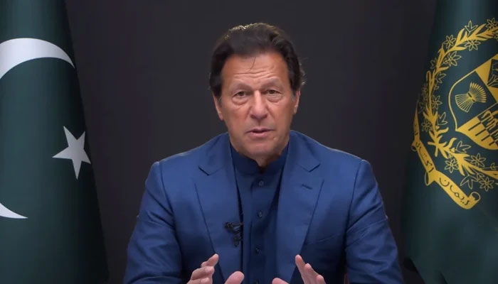 Prime Minister Imran Khan addressing the nation from Islamabad, on February 28, 2022. — YouTube