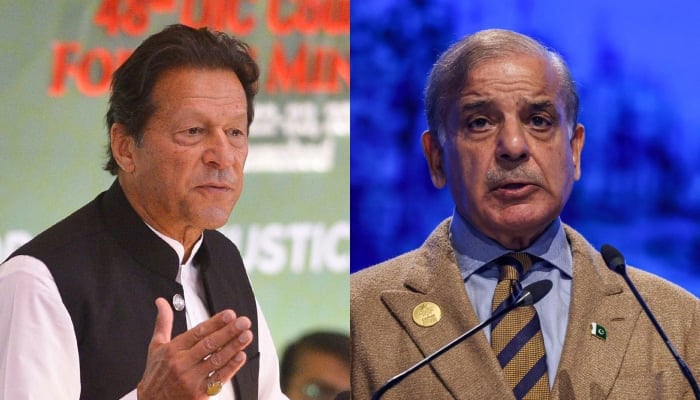 Prime Minister Shehbaz Sharif (left) and PTI Chairman Imran Khan. — AFP/File