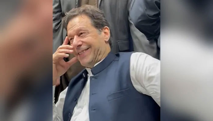 PTI Chairman Imran Khan at the Lahore High Court on March 17, 2023, in this still taken from a video. — PTI
