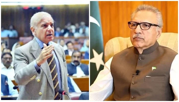 File photos of Prime Minister Shehbaz Sharif and President Arif Alvi. — AFP/ APP