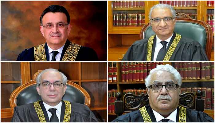 (L-R clockwise) Justice Umar Ata Bandial, Justice Ijazul Ahsan, Justice Sayed Mazahar Ali Akbar Naqvi and Justice Munib Akhtar .— SC website
