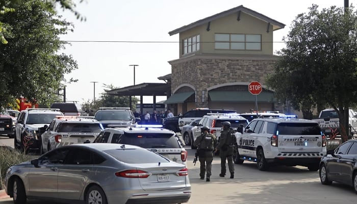 Emergency personnel work the scene of a shooting at Allen Premium Outlets on May 6, 2023 (local time) in Allen, Texas.— AFP