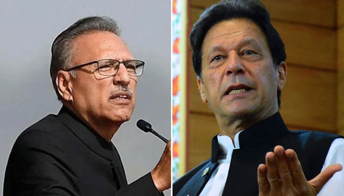 President Arif Alvi (L) and former prime minister Imran Khan. —AFP/file