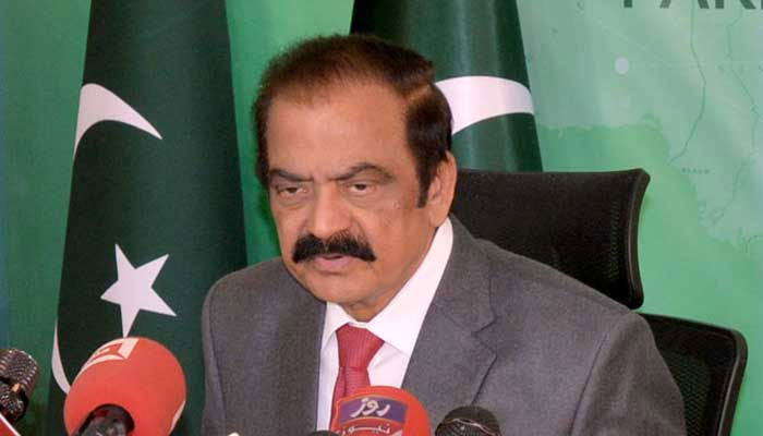 Interior Minister Rana Sanaullah Khan addresses a press conference in Islamabad on January 3, 2023. — APP