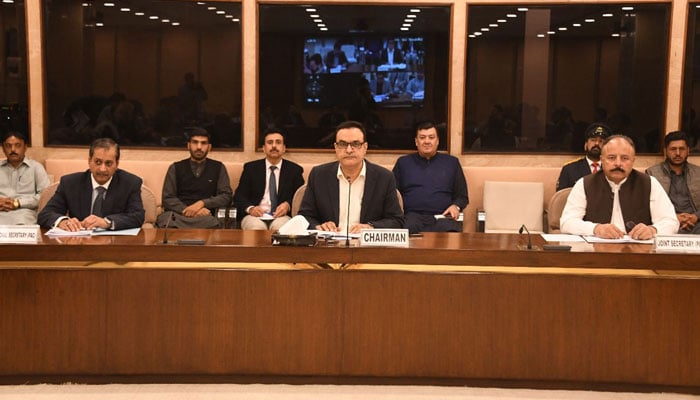 Noor Alam Khan presiding over a meeting of the Public Accounts Committee on November 17, 2022. Twitter/NA_Committees