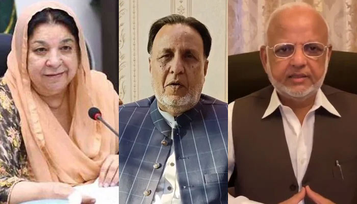 PTI leaders Yasmin Rashid, Mian Mehmood ur Rasheed and Senator Ejaz Chaudhry.— Twitter