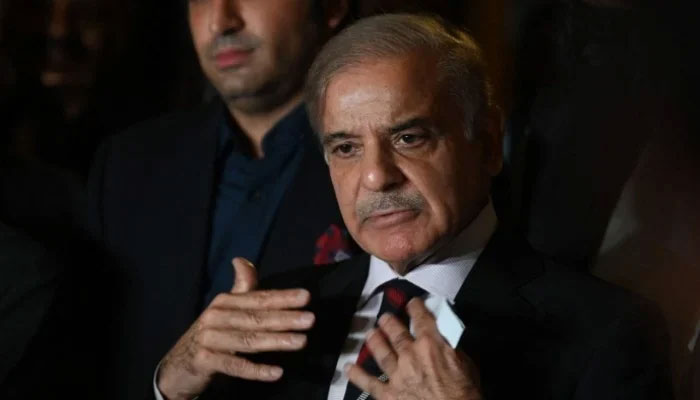Prime Minister Shehbaz Sharif addressing media in this undated photo. — AFP/File