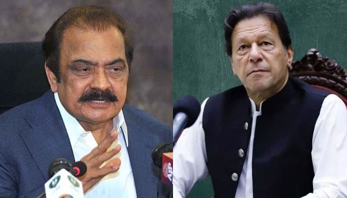 Interior Minister Rana Sanaullah (Left) and Pakistan Tehreek-e-Insaf (PTI) Chairman Imran Khan (Right). — APP/PTIofficial