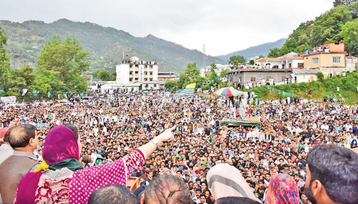 PMLN Chief Organiser Maryam Nawaz addressing a public meeting here on Monday. —Online