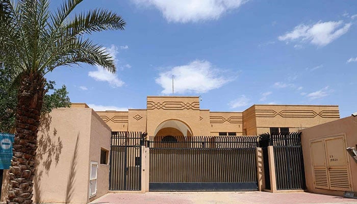 A picture shows the closed Iranian embassy in the diplomatic quarter of the Saudi capital Riyadh, on April 11, 2023. —AFP
