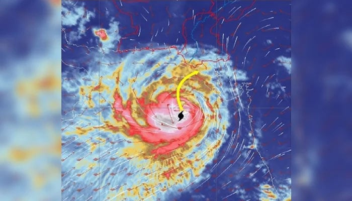 Satellite image of cyclone Biparjoy on June 13, 2023. — PMD