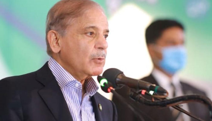 PM Shehbaz addressing the students during his visit of Idara-e-Talimat-e-Islamia in Rawalpindi on August 4, 2023. PID
