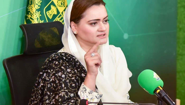 Federal Minister for Information and Broadcasting Marriyum Aurangzeb addressing a press conference on December 17, 2022. —PID