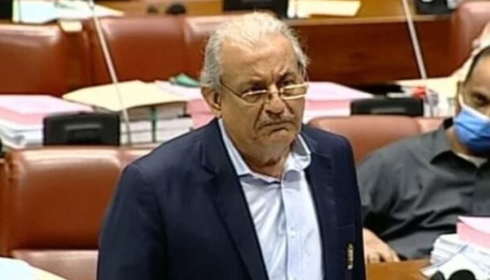 Pakistan Peoples Party (PPP) outspoken Senator Raza Rabbani addresses a joint sitting of the Parliament. — APP/File