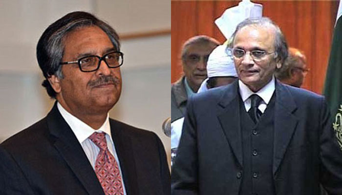 PPP names ex-CJP Tassaduq(R), Jalil Abbas (L) for caretaker PM.—The News/file