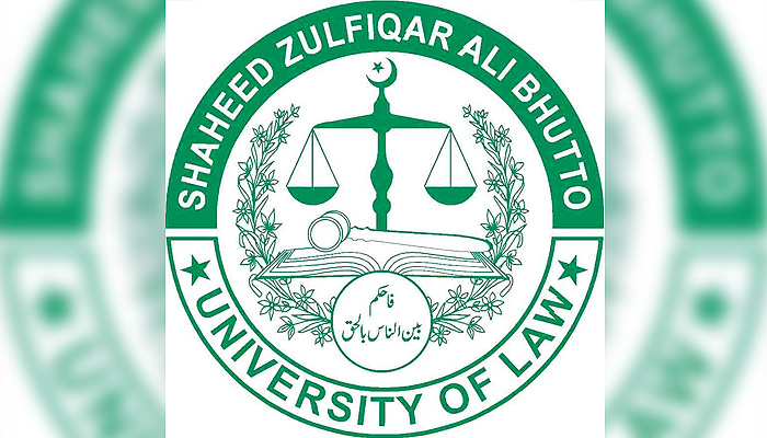 This picture shows the logo of Shaheed Zulfikar Ali Bhutto University of Law (SZABUL). — website