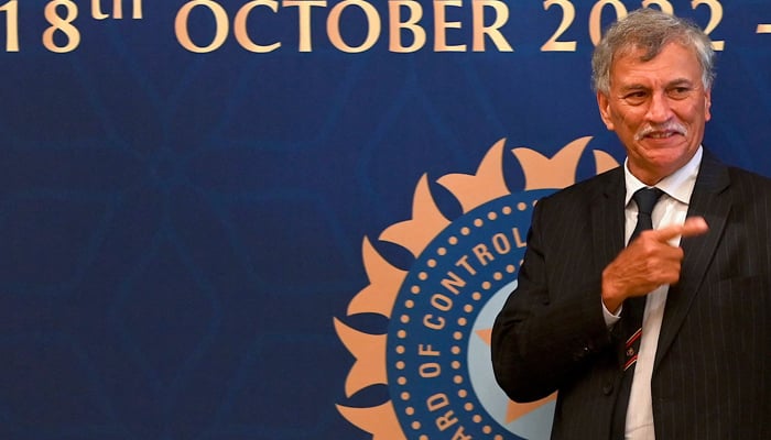 Newly elected Board of Control for Cricket in India (BCCI) president Roger Binny speaks with others in Mumbai on October 18, 2022. — AFP