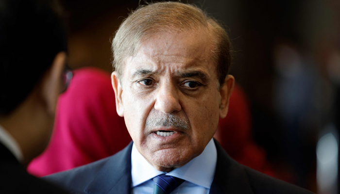Former Prime Minister Shehbaz Sharif at the time of arrival for a bilateral meeting with French President Emmanuel Macron at UN headquarters in New York City on September 20, 2022. — AFP