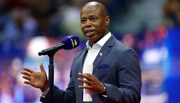 New York City Mayor Eric Adams speaks on Day One of the 2023 US Open at the USTA Billie Jean King National Tennis Center on August 28, 2023, in New York City. — AFP