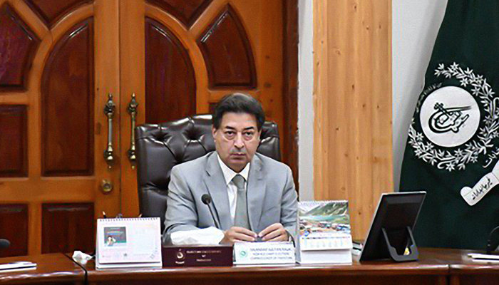 Chief Election Commissioner of Pakistan Sikandar Sultan Raja during a meeting in Islamabad on April 19, 2022. — Twitter/@ECP_Pakistan