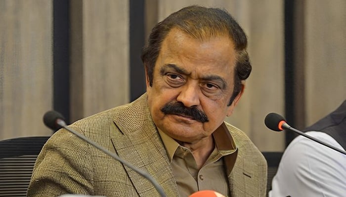 ormer interior minister and PMLN leader Rana Sanaullah during a press conference in Islamabad, Pakistan, on May 24, 2022. — AFP