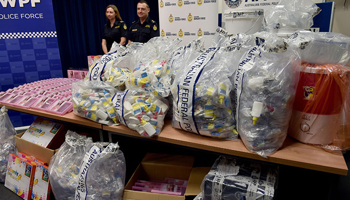 A highly addictive stimulant methamphetamine packed in plastic bags. — AFP/File