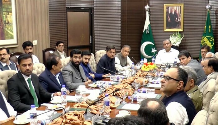 Caretaker Punjab cabinet meeting chaired by CM Mohsin Naqvi. — Radio Pakistan/File