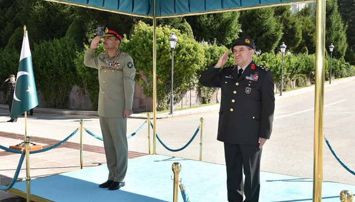 This image released on September 13, 2023, shows COAS Pakistan General Asim Munir NI (M) (L), while on his official visit to the Republic of Türkiye as part of the high-level mutual visits by both countries. — ISPR