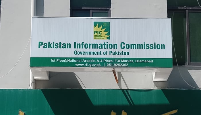Pakistan Information Commission (PIC) board can be seen outside its headquarters in Islamabad. — PIC website/File