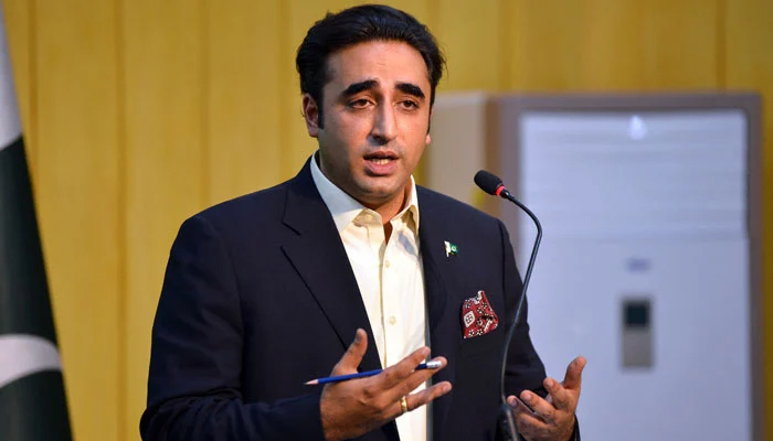 Foreign Minister Bilawal Bhutto Zardari addressing a press conference in this undated picture. — AFP/File