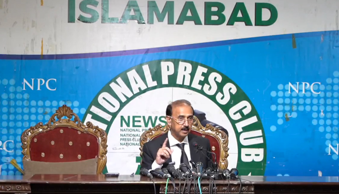 This screengrab taken from a video released on August 28, 2023, shows Imran Khan’s lawyer Shoaib Shaheen. — X/@PTIOfficial