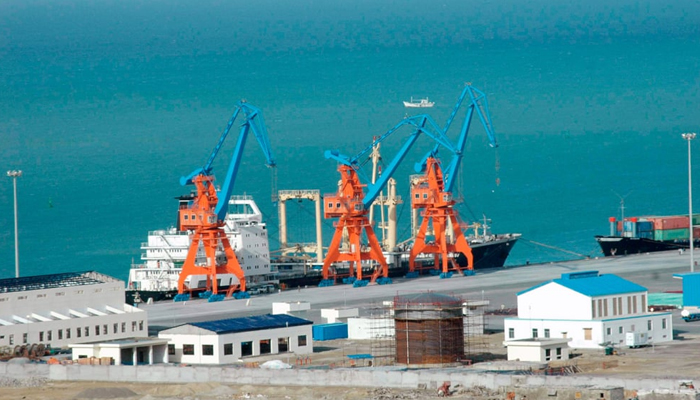 A ship can be sen anchored in a port in Gwadar, Balochistan. — AFP/File