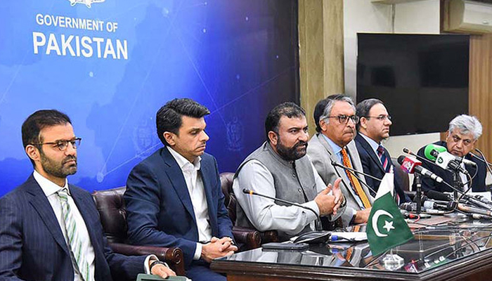Caretaker Federal Minister for Interior Sarfraz Bugti speaks during a joint press conference in Islamabad on September 9, 2023. — APP