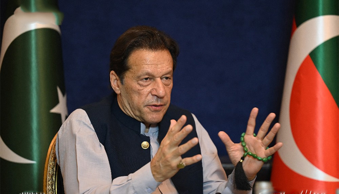 Chairman Pakistan Tehreek-e-Insaf and former Prime Minister Imran Khan while speaking in an interview with AFP in Lahore on March 15, 2023. — X/@AFP