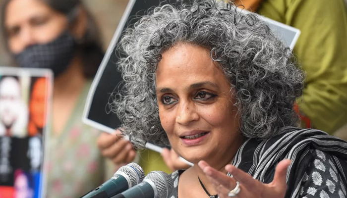 Indian author and activist Arundhati Roy speaks during a press conference on the Supreme Courts recent opinion on public protests, in New Delhi on October 22, 2020. — AFP
