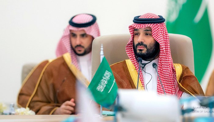 This picture on July 19, 2023, shows Saudi Crown Prince Mohammed bin Salman (R) attending the GCC-Central Asia Summit in Jeddah. — AFP