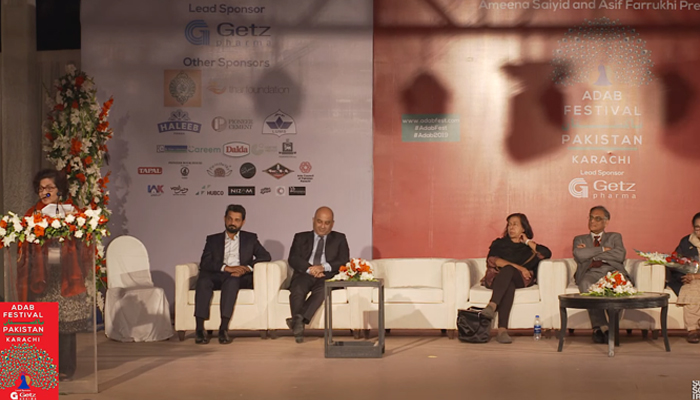 This still taken from a video released on February 3, 2019, shows panellists of The Adab Festival. — Youtube/Pakistan Literature Festival London /Adab Festival