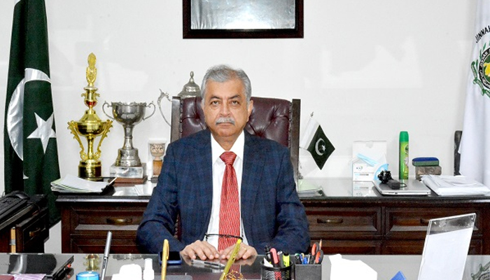 Professor Amjad Siraj Memon, Vice-Chancellor (VC) of Jinnah Sindh Medical University can be seen in this picture, seated in his office. — Jinnah Sindh Medical University