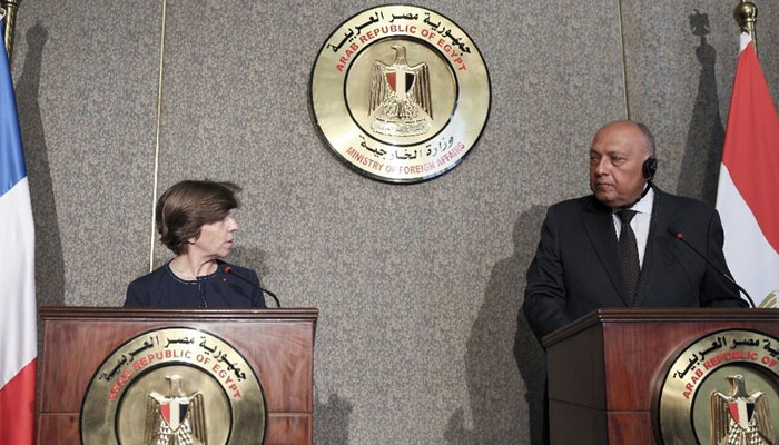 Egypt, France foreign ministers urge aid to Gaza through Rafah. AFP