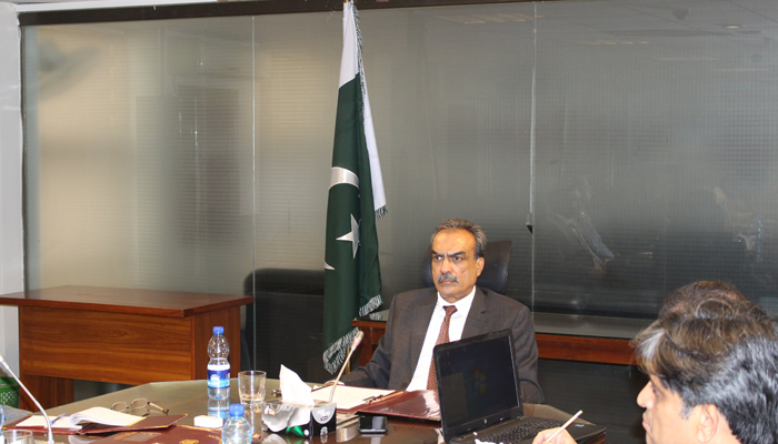 Dr Ehsan Sadiq, DG NPB chairing a meeting of senior police leadership to review the implementation of Police Reforms Committee recommendations in Islamabad on October 17, 2023. — X/@BureauNpb