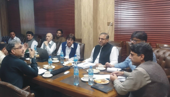Caretaker Advisor KP on Energy & Power Syed Sarfaraz Ali Shah chairing a meeting in Peshawar on October 1, 2023. — X/EPDKPGovt