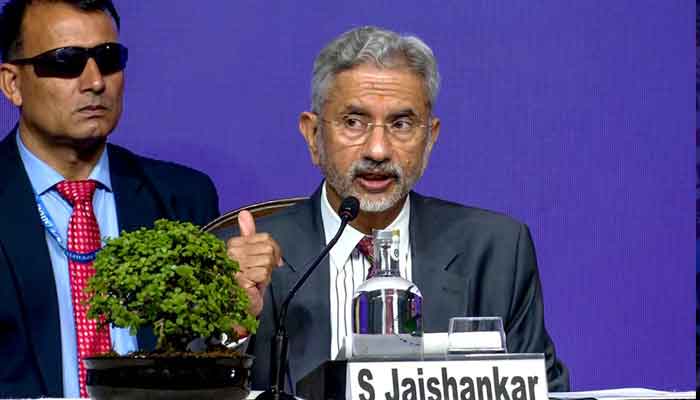 Indian External Affairs Minister S. Jaishankar speaks at the Kautilya Economic Conclave in New Delhi on October 22, 2023. — ANI