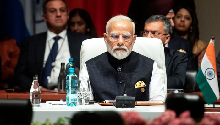 Indian PM Modi attends the BRICS Summit in Johannesburg on August 23, 2023. — AFP